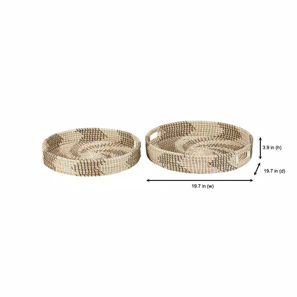 Home Decorators Collection Seagrass Wicker Round Decorative Trays, Set of 2