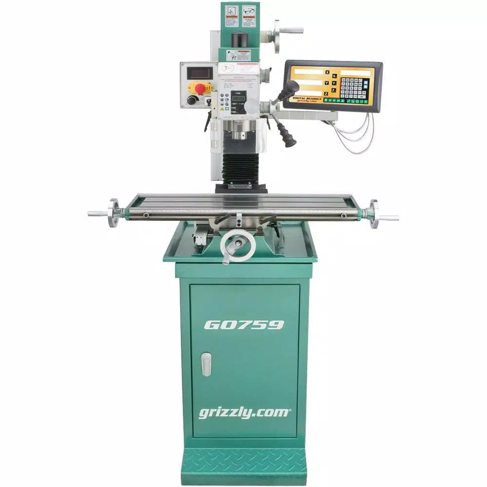 Grizzly Industrial 1 HP Mill/Drill with Stand, R-8 Spindle, and Digital Read Out (DRO)