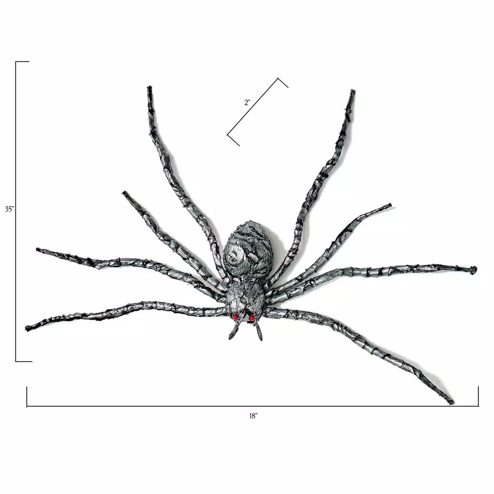 Worth Imports 35 in. Silver and Black Spider Halloween Prop, Set of 2