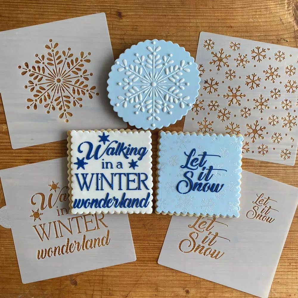 Designer Stencils Winter Wonderland & Let It Snow Cookie Stencil Bundle - 4 Pattern Set