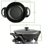 Ovente 13-Inch Non-Stick Electric Skillet with Tempered Glass Lid and Adjustable Temperature Control, Black thumbnail 8