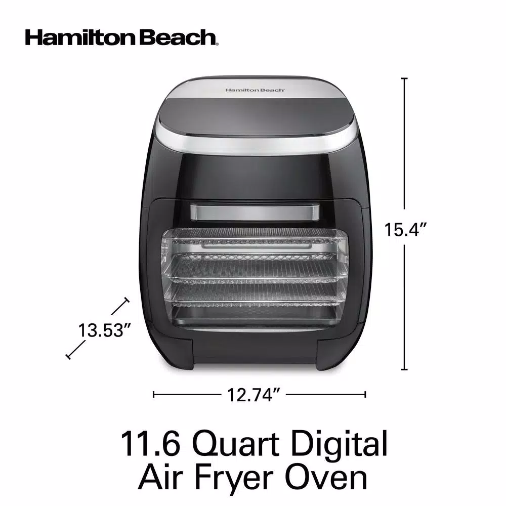 Hamilton Beach 11 Qt. Digital Air Fryer Oven with Rotisserie and Rotating Basket, Black