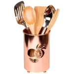 Creative Home Copper Plated Metal Utensil Holder with Laser Cut Lemon Motif Kitchen Tool Crock thumbnail 3