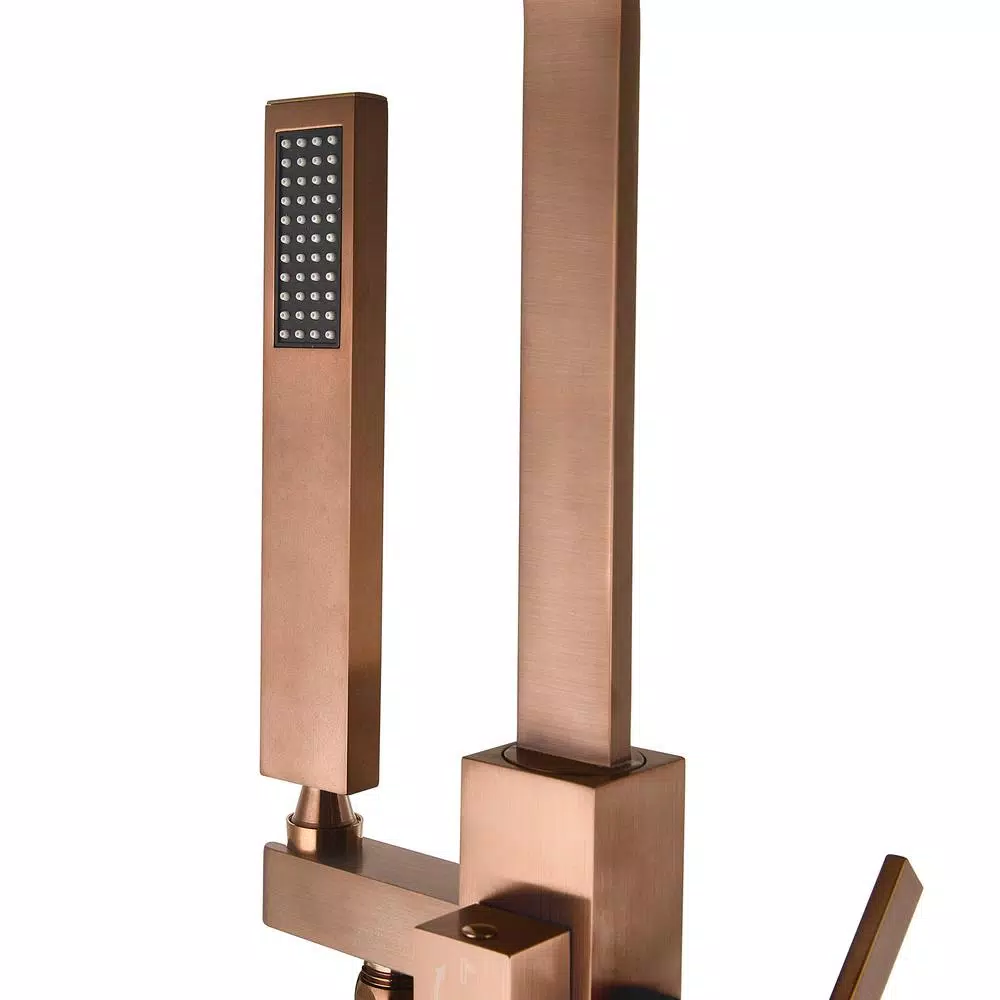AKDY Freestanding Floor Mount Roman Tub Faucet with Hand Shower, Antique Bronze