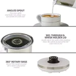 Ovente 3-in-1 Electric Milk Frother & Heater, White Stainless Steel with See-Through Lid thumbnail 4