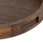 Kate and Laurel Hutton 18.25 in. Round Rustic Brown Wooden Decorative Serving Tray with Built-in Handles thumbnail 3