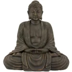 Oriental Furniture 29.5 in. Japanese Sitting Buddha Statue, Resin Stone Look Decorative Sculpture thumbnail 1