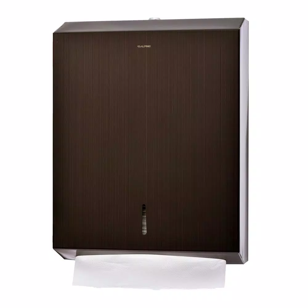 Alpine Industries Brushed Antique Bronze Stainless Steel C-Fold & Multi-Fold Paper Towel Dispenser
