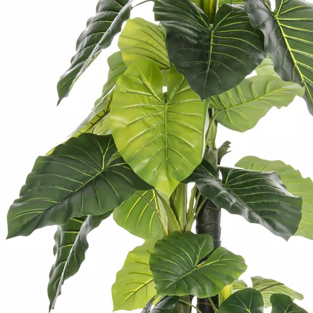 Vintage Home 84 in. Artificial Elephant Ear Plant with White Fiberstone Planter