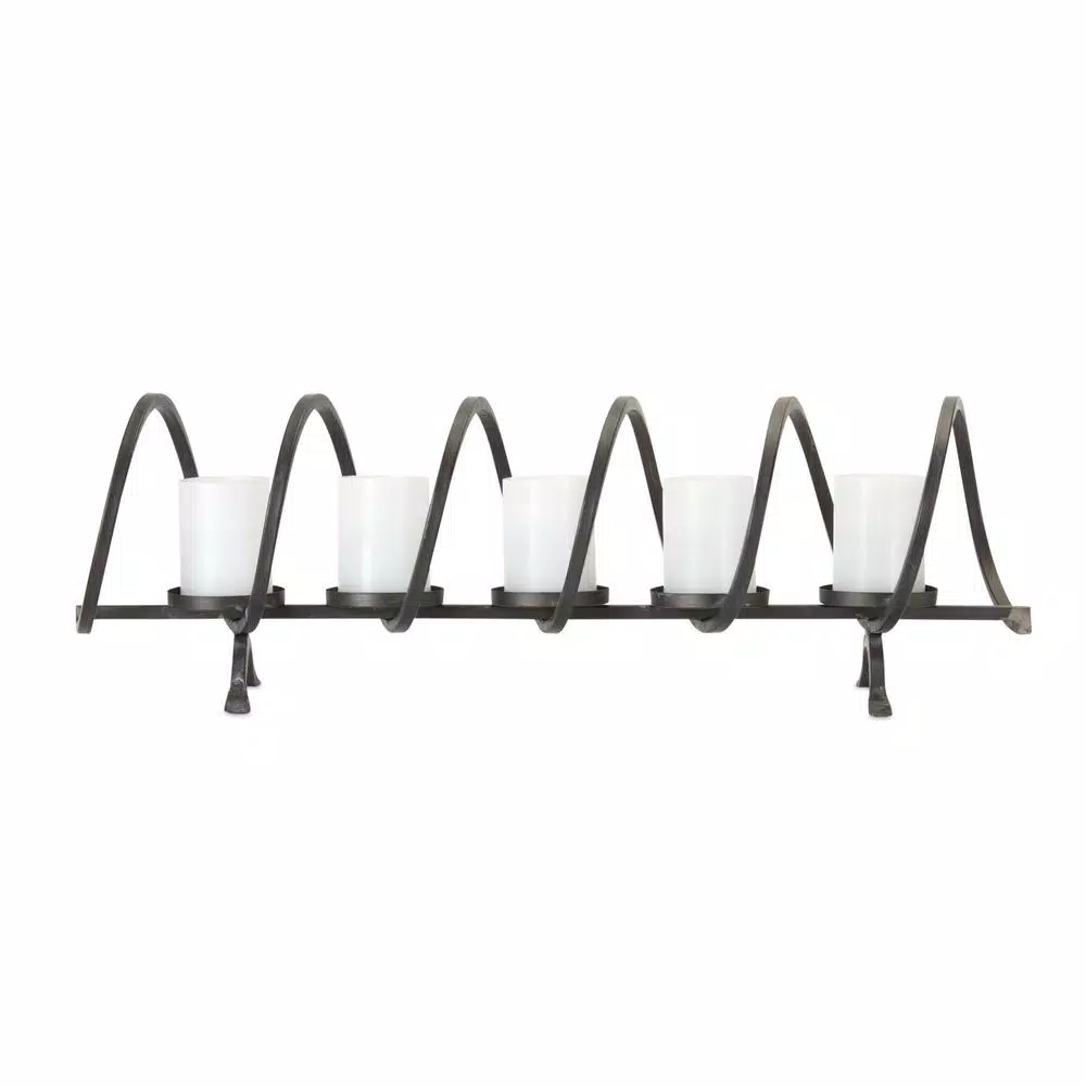 Unbranded Industrial Black Metal Candelabra Candle Holder, 10 in. Forged Iron Look