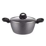 AMERCOOK Lava Stone 1.25 qt. Aluminum Nonstick Casserole Dish with Glass Lid, Gray thumbnail 1