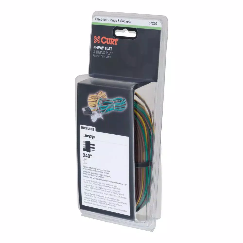 CURT 4-Way Flat Trailer Connector Kit with 20' Color-Coded Wires