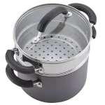 Circulon 3-Quart Hard-Anodized Nonstick Saucepot with Steamer Insert and Glass Lid, Black thumbnail 5