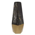 LITTON LANE 18 in. Ceramic Black and Gold Modern Geometric Bud Vase thumbnail 2