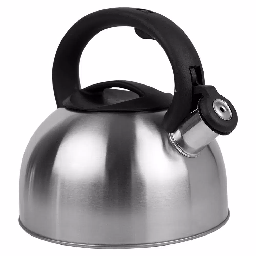 Home Basics Silver Stainless Steel Whistling Tea Kettle, 2.5L Capacity, Modern Design