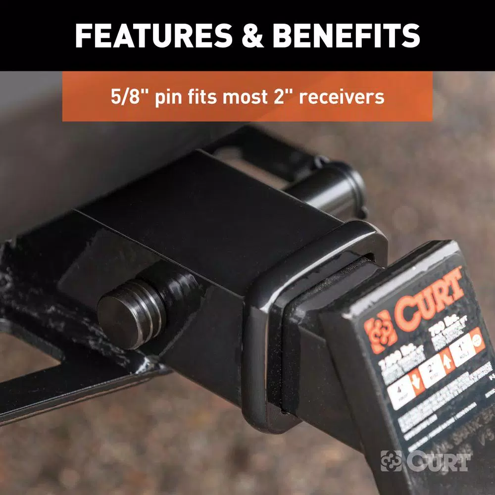 CURT 5/8" Barbell Hitch Lock for 2" Receiver, Black Steel