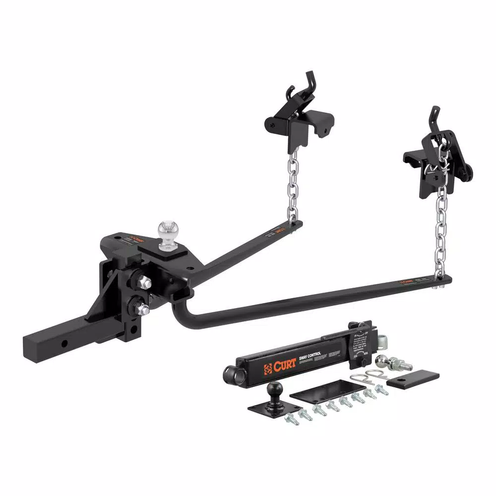 CURT Round Bar Weight Distribution Hitch Kit, 10,000 - 14,000 lbs. GTW, 31-5/8" Bars