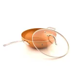 MasterPan Original Copper Pan 12 in. Non-Stick Ceramic Wok with Tempered Glass Lid thumbnail 2
