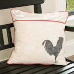 Heritage Lace Farmhouse Rooster 18x18 Tan Striped Cotton Throw Pillow Cover thumbnail 1