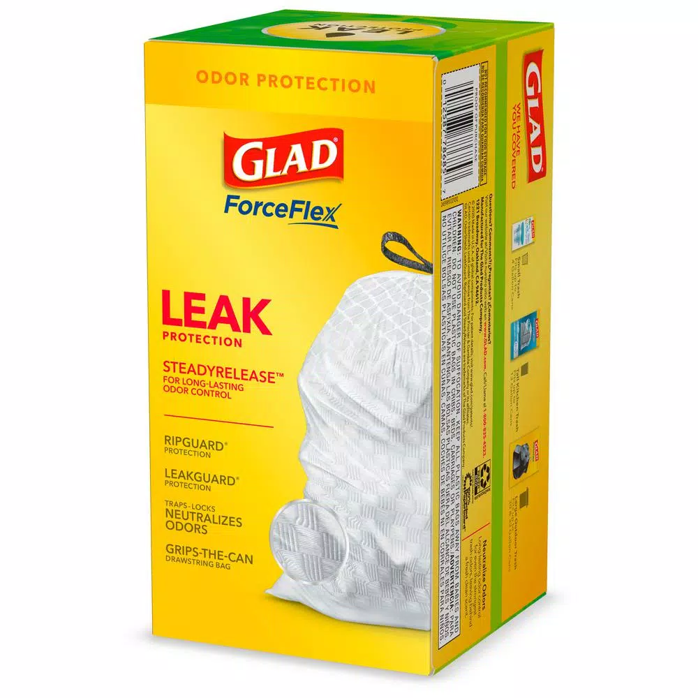 Glad ForceFlex 13 Gallon Tall Kitchen Drawstring Trash Bags with Febreze Gain Original Scent, 40 Count
