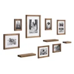 Kate and Laurel Bordeaux Natural Wood Gallery Wall Frame and Shelf Set, 10-Piece Rustic Decor Kit thumbnail 1