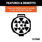 CURT Dual-Output 6-Way Round and 4-Way Flat Trailer Wiring Adapter for USCAR Connectors thumbnail 2