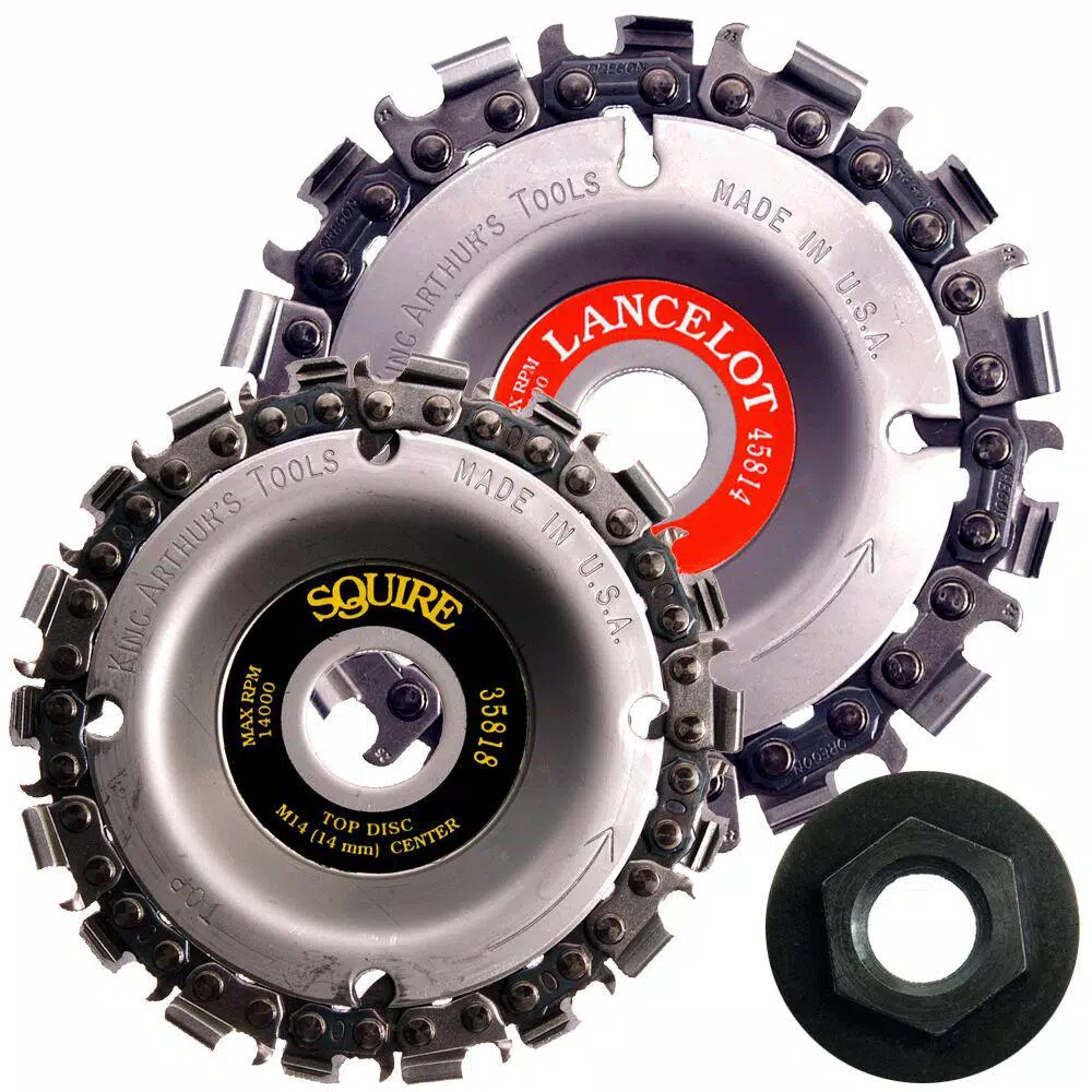 King Arthur's Tools Lancelot 14 & Squire 18 Tandem Combo Saw Chain Cutter Set for Angle Grinders