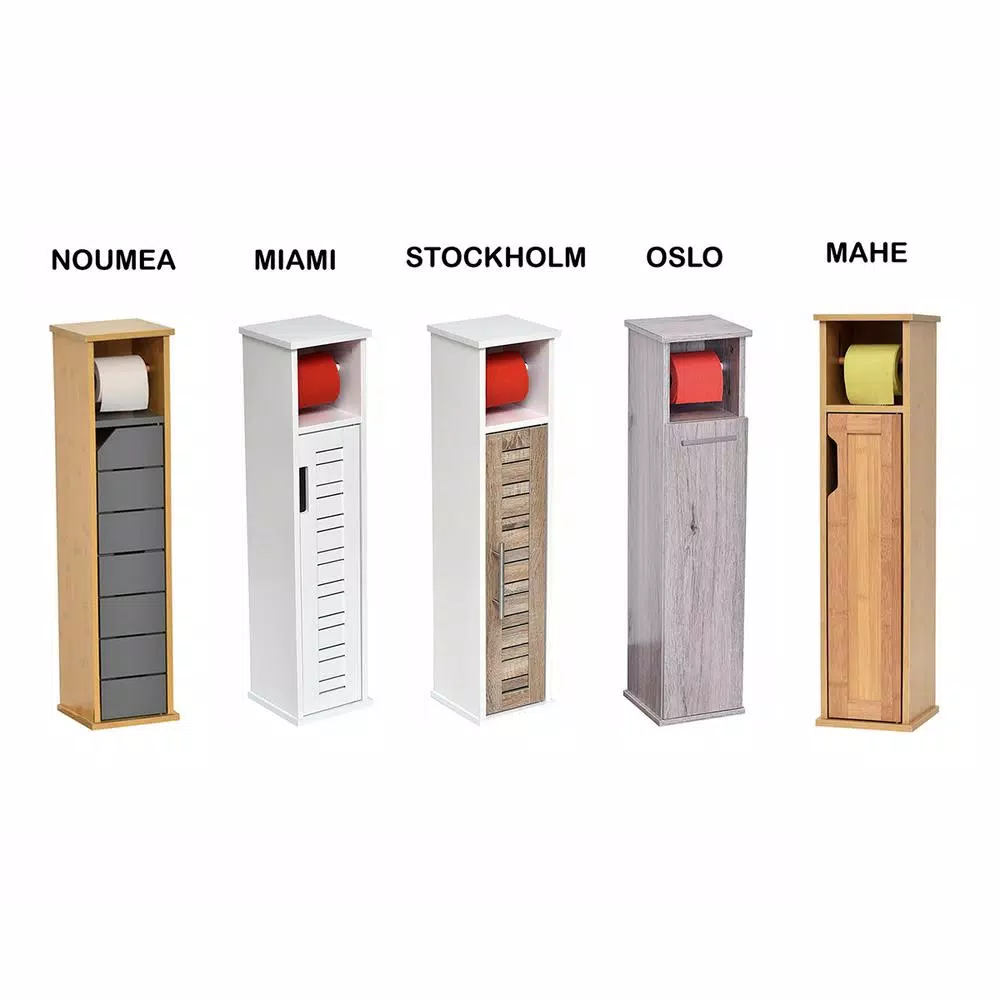 Unbranded Noumea 2-in-1 Wood Toilet Paper Holder and Floor Storage Cabinet - Gray/Brown