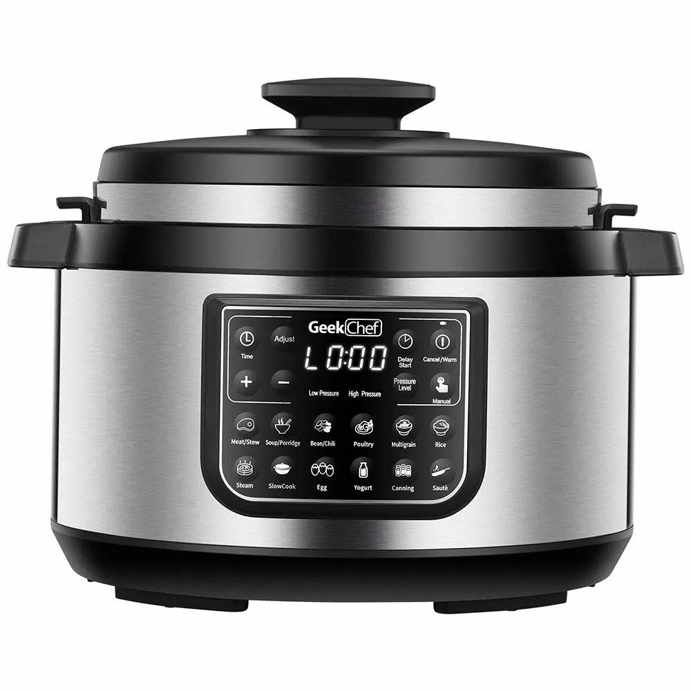 Boyel Living Geek Chef 8 Qt. Stainless Steel 12-in-1 Programmable Electric Pressure Cooker with Oval Non-Stick Pot