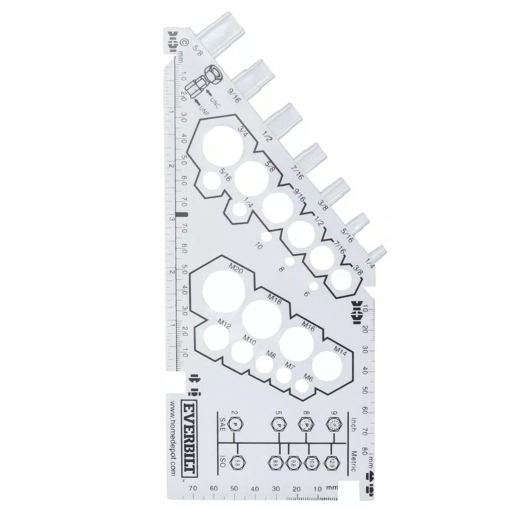 Everbilt 12 in. Plastic Bolt Gauge, Metric and SAE Thread Measurement Tool