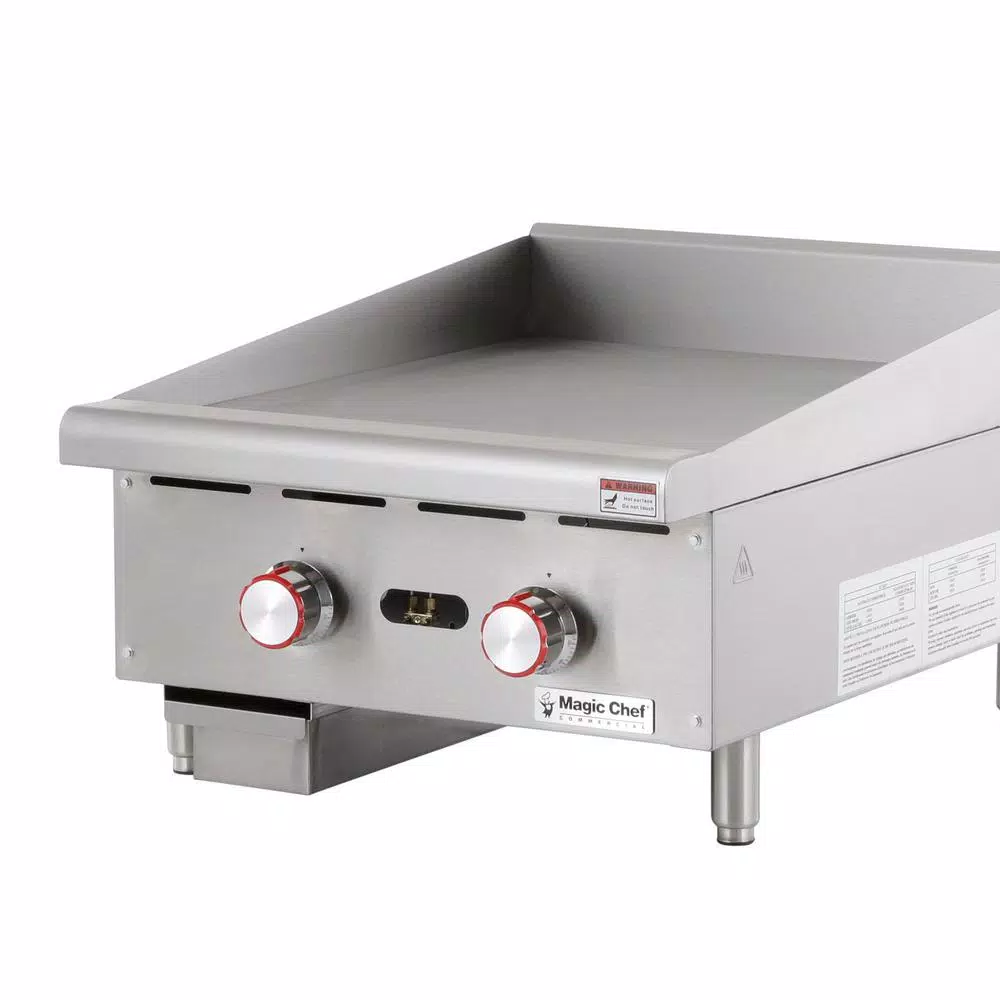 Magic Chef 24 in. Commercial Natural Gas Countertop Griddle, Stainless Steel