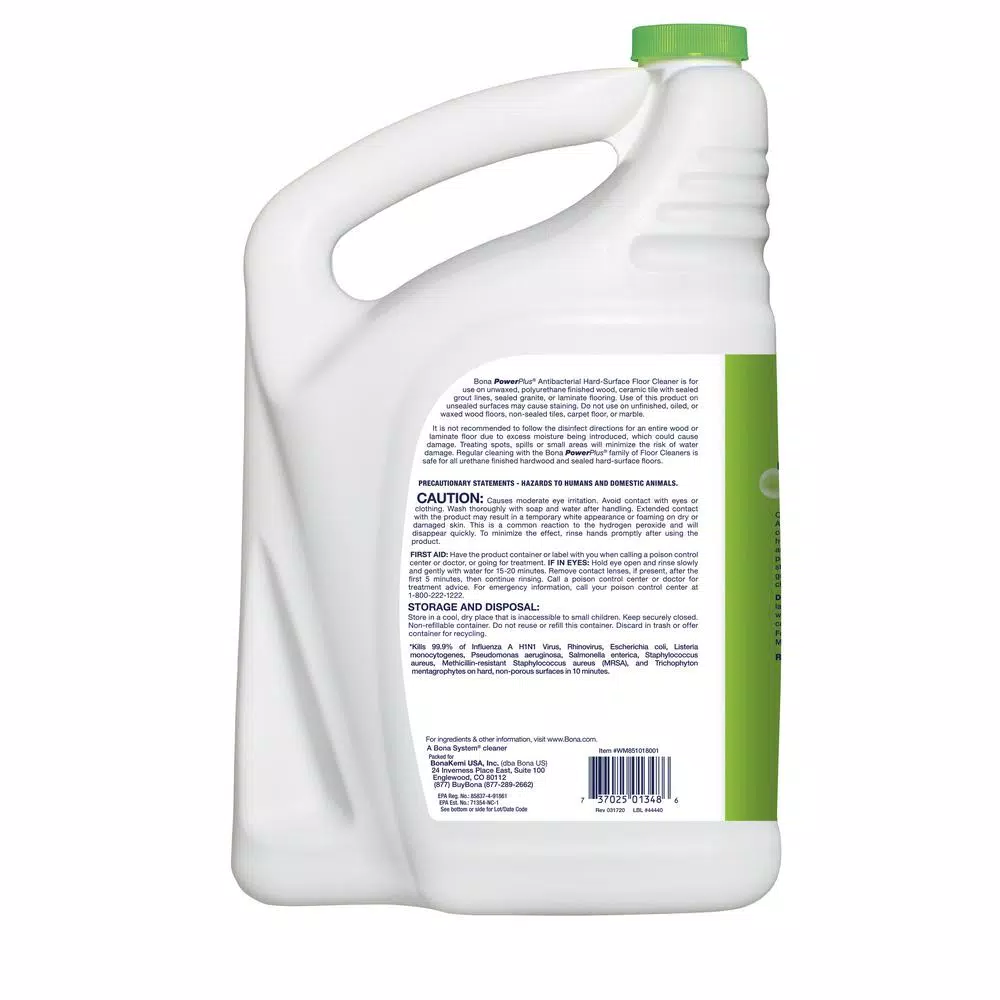 Bona PowerPlus Antibacterial Hard-Surface Floor Cleaner Refill, 128 oz.