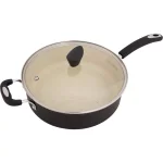 Ozeri Stone Earth 5.3 qt. Aluminum Ceramic Nonstick Sauce Pan with Glass Lid, Lava Black thumbnail 2