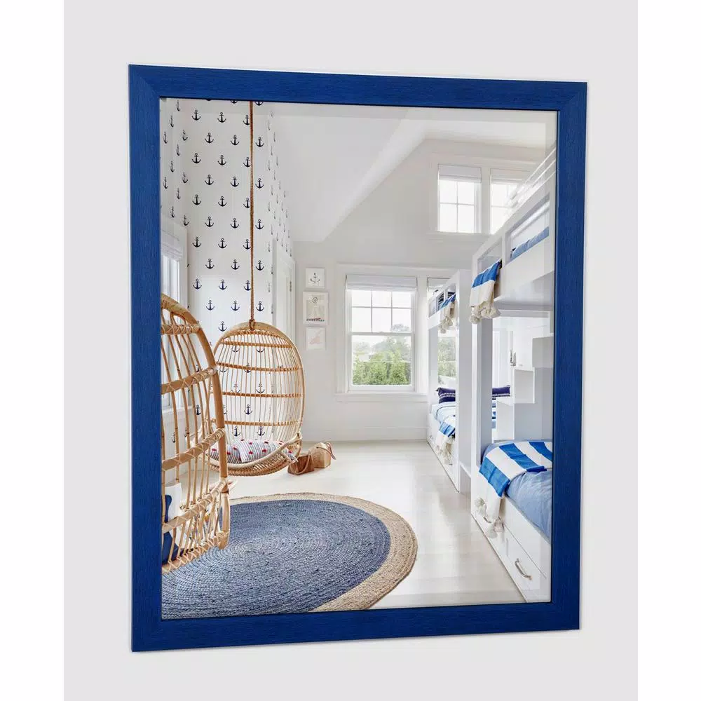 Alpine Art & Mirror Harbour Weathered Blue Beveled Glass Accent Mirror, 33 x 33 in.
