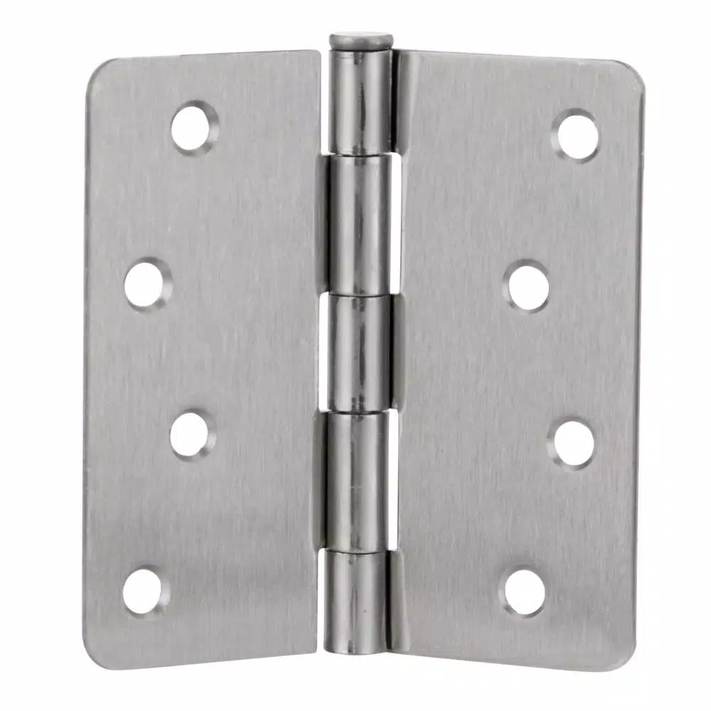 Design House 4 in. x 1/4 in. Radius Satin Nickel Steel Door Hinge Value Pack (3-Pack)