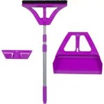 WISP 3-Piece Broom and Dustpan Set with Telescoping Handle and Bristle Seal Technology - Purple thumbnail 1
