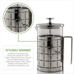 Ovente 3-Cup Silver Borosilicate Glass French Press Coffee and Tea Maker with Stainless Steel Shell thumbnail 4