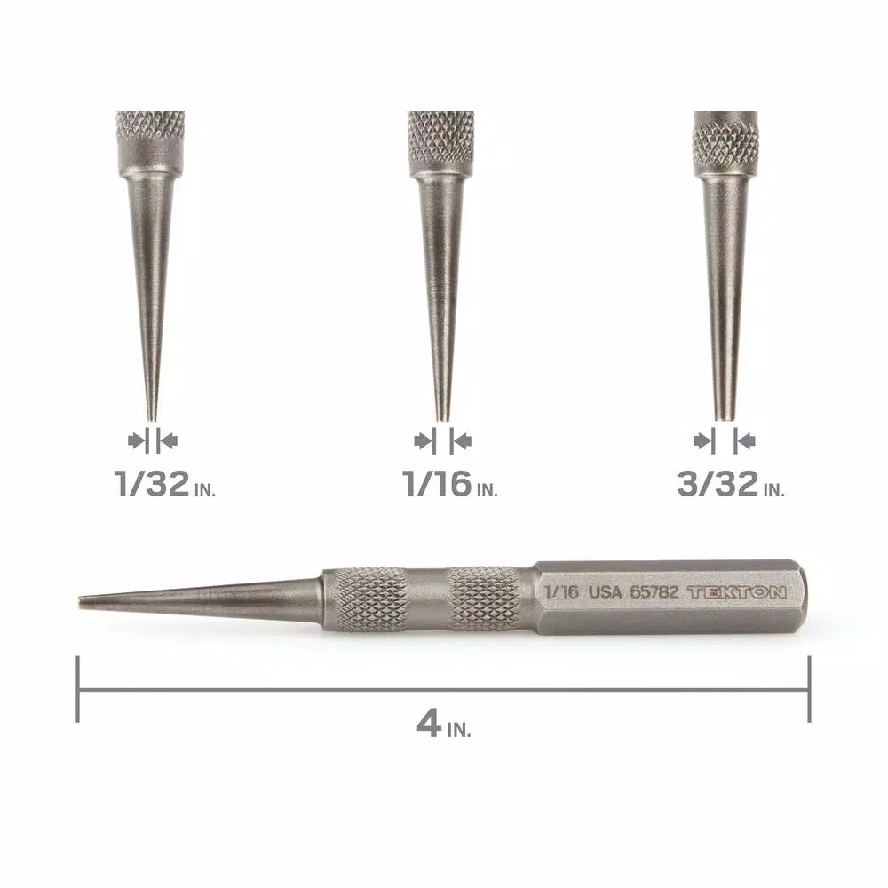 TEKTON 3-Piece Nail Set Kit, 1/32 in., 1/16 in., and 3/32 in. Sizes
