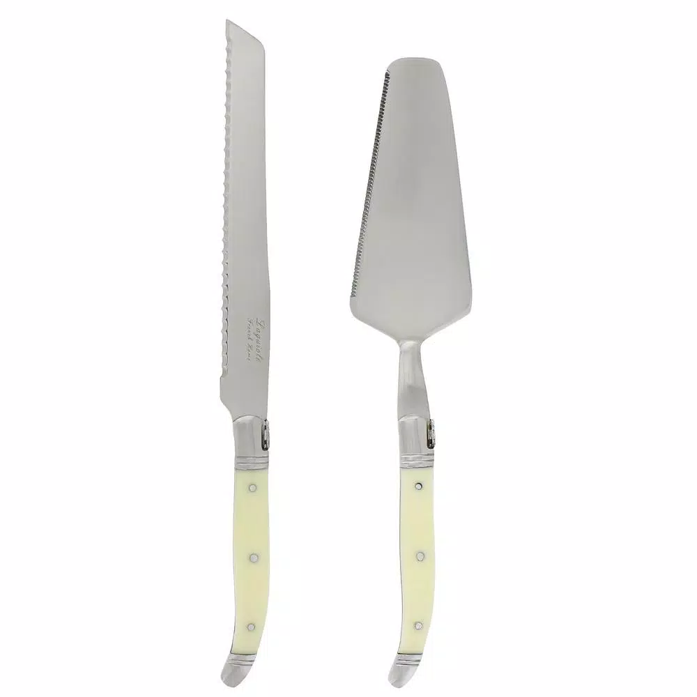 Unbranded French Home 2-Piece Laguiole Conoisseur Cake Slicer and Server Set, Faux Ivory Handles