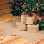 VHC Brands 48 in. Burlap Natural Tan Farmhouse Christmas Tree Skirt with 8-Point Star Design thumbnail 6