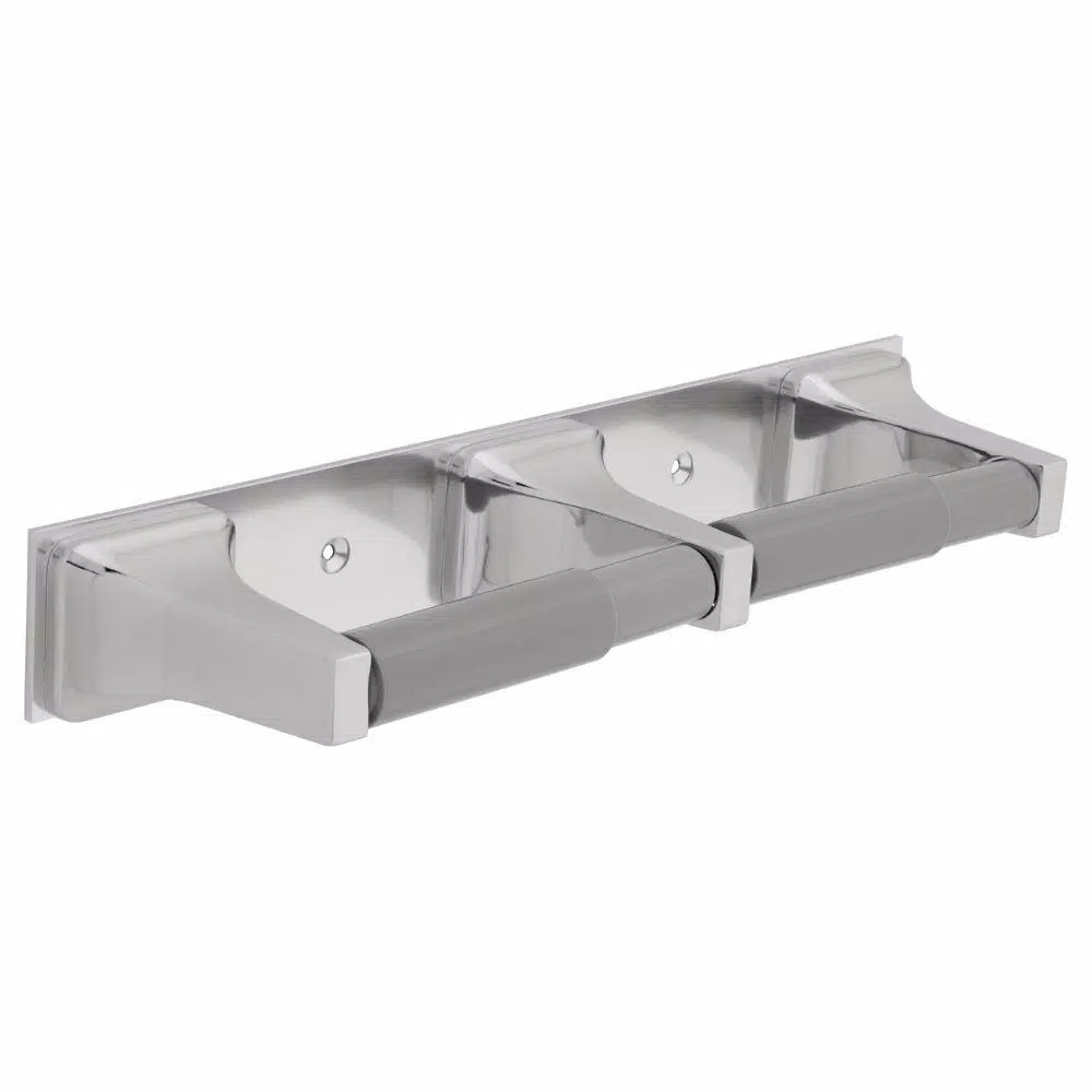 Franklin Brass Double Roll Toilet Paper Holder with Plastic Rollers in Polished Chrome