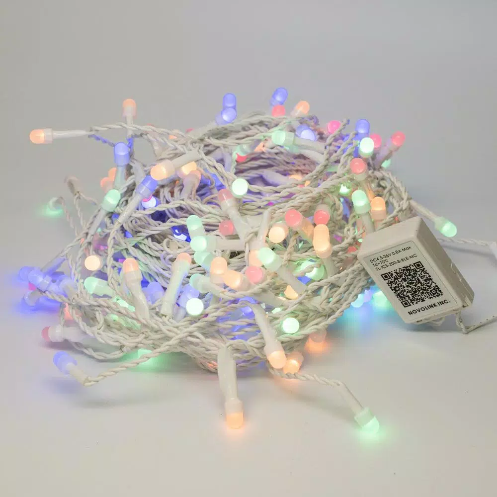 Novolink 200 Light 8mm Mini Globe Multi-Color Icicle LED String Light Bundle with Wireless Smart Control - 2 Sets