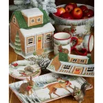 Certified International Winter Lodge Multicolored Earthenware 36 oz. Soup Bowls, Set of 4 thumbnail 3
