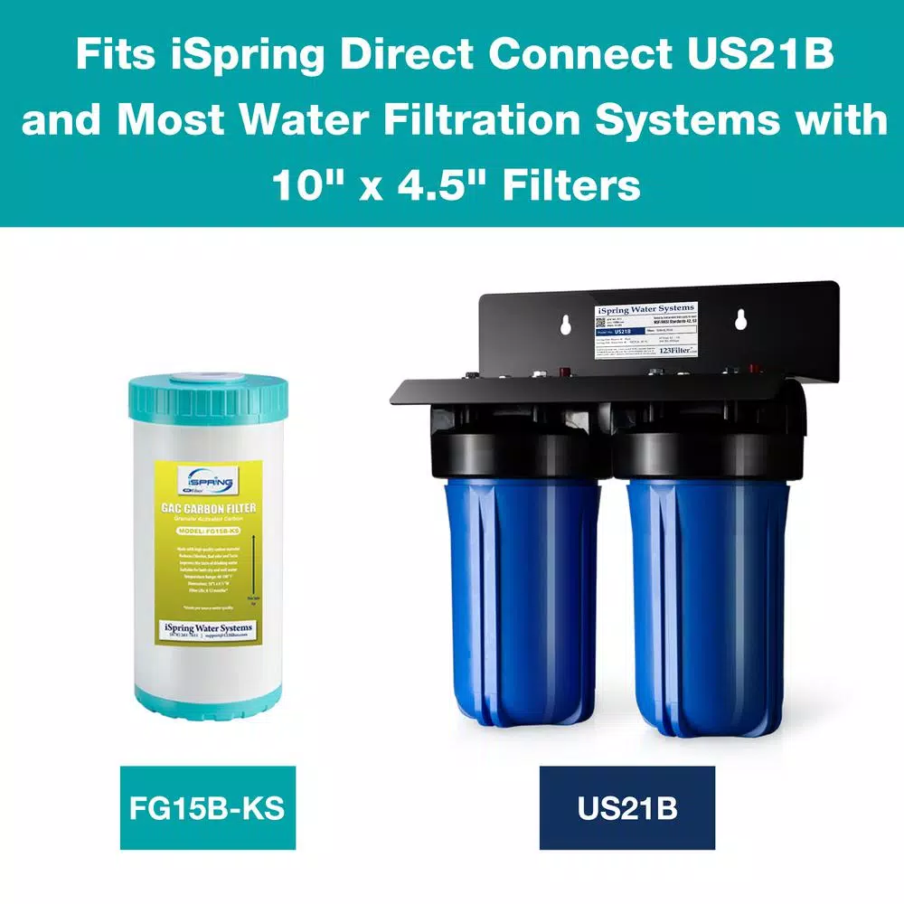 iSpring FG15B-KS 10 x 4.5 in. GAC and KDF Composite Replacement Water Filter for US21B Undersink Systems