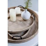 A & B Home Farmers Market Natural Wood Round Serving Trays, Set of 2 thumbnail 2