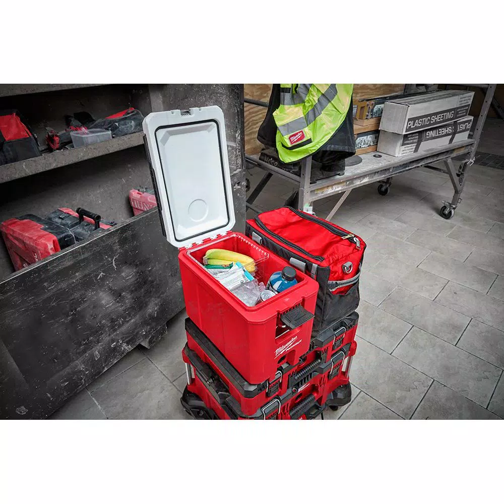 Milwaukee M18 PACKOUT Radio/Speaker with Charger, 22 in. Rolling Tool Box & 16 Qt. Cooler Kit