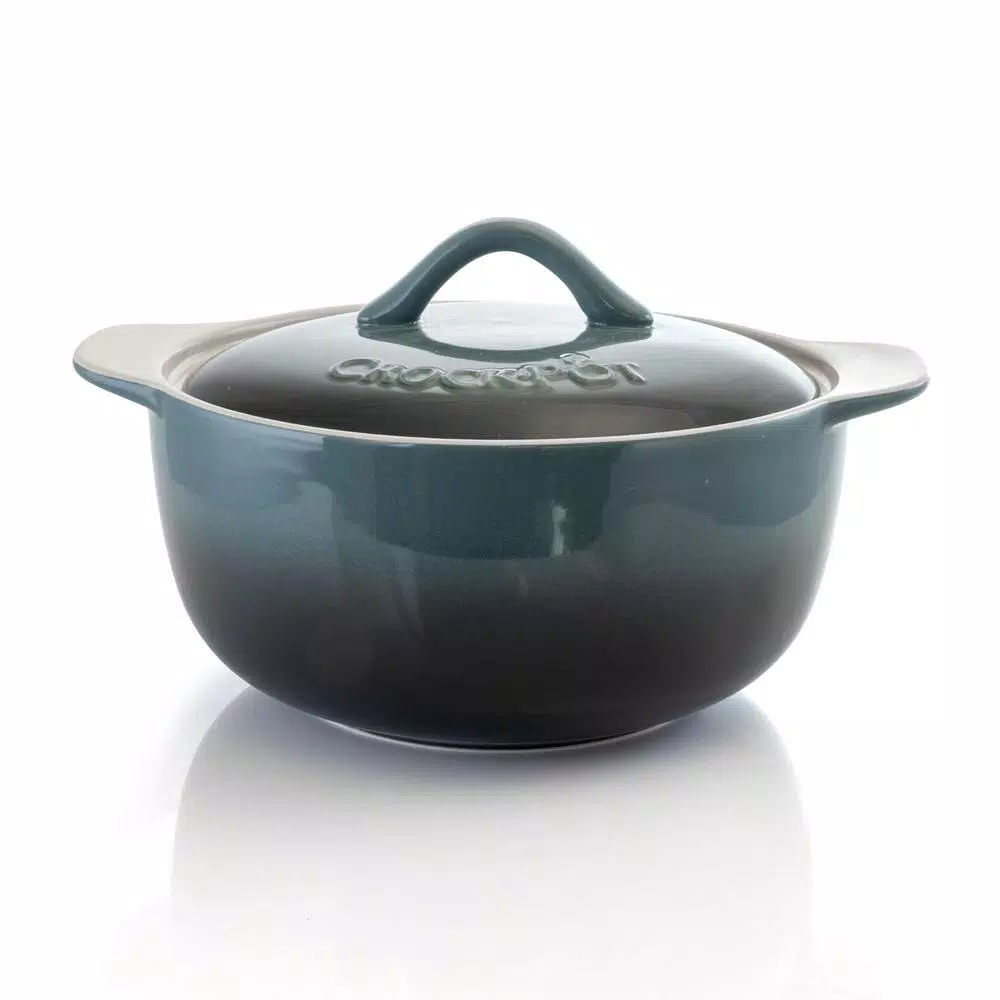 Gibson Artisan 2.3 Qt. Stoneware Casserole Dish with Lid, Gradient Gray