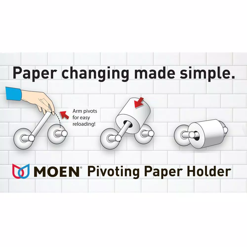 Moen Jansen Pivoting Toilet Paper Holder, Chrome Finish