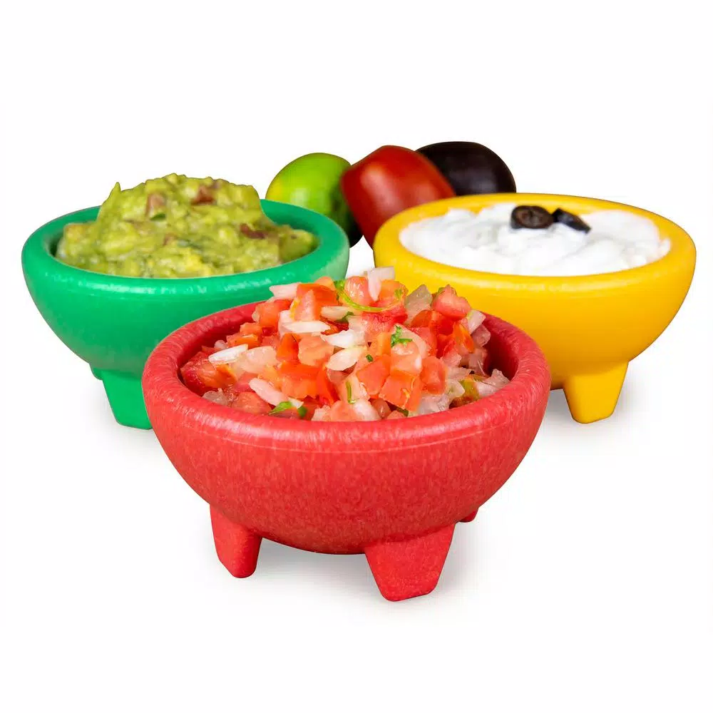 Taco Tuesday 3-Piece Plastic Salsa Bowl Set - 8 fl. oz. Assorted Colors