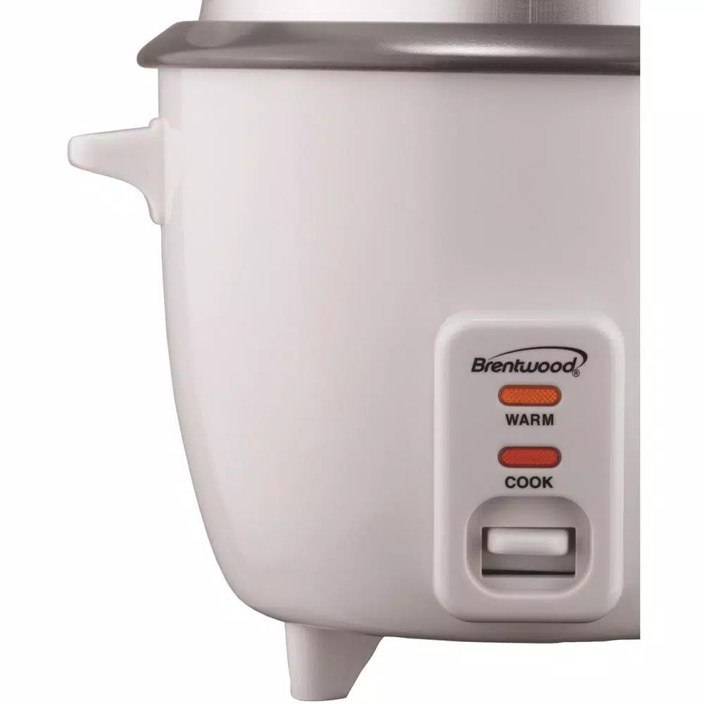 Brentwood 8-Cup White Rice Cooker with Steamer Attachment